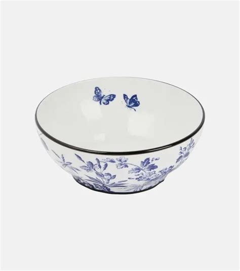 Herbarium salad bowl in blue and white porcelain 